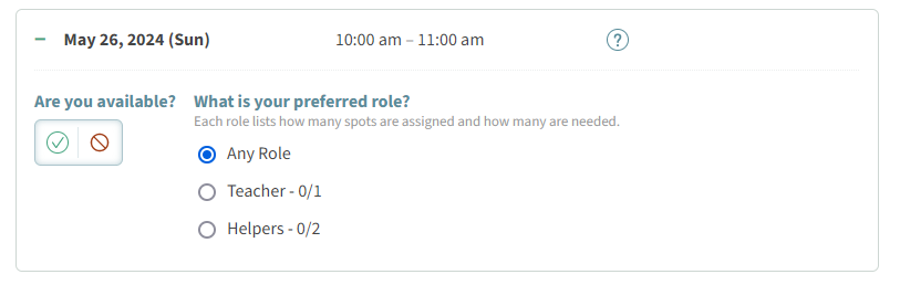 Screenshot of a schedule date