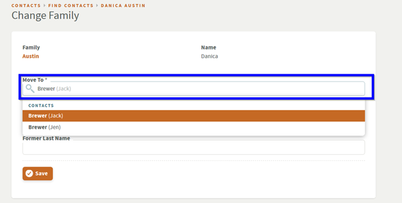 Family change Move To Field.